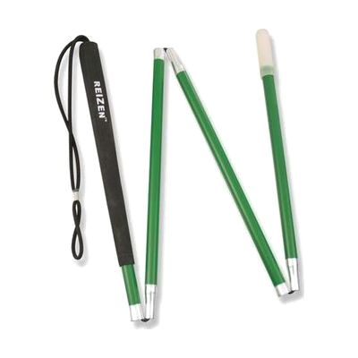 Reizen 4-section Low Vision Aluminum Folding Green Cane- 48-in.