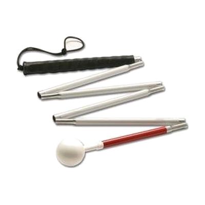 Ambutech Alum 6-Sec. Folding Cane- White Ball- 56-in
