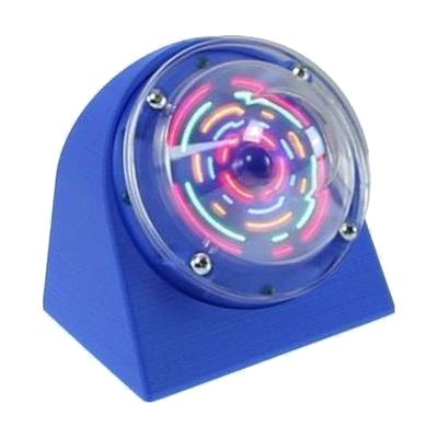Blue spinning colorful light show toy.