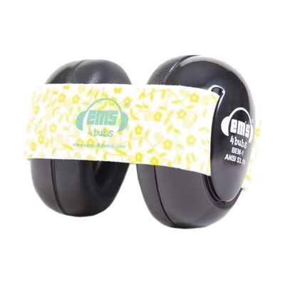 Ems 4 Bubs Baby Hearing Protection Black Earmuffs- Lemon Floral