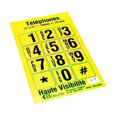 Telephone Stickers - Black on Yellow - Alphanumeric