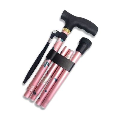 Folding Cane with Plastic Handle, Pink Bouquet