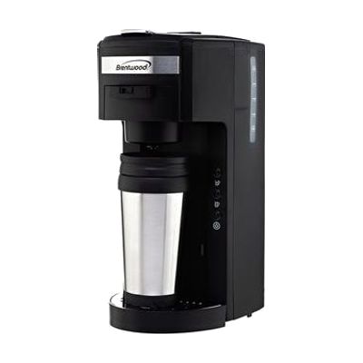 Single Serve Coffee Maker with Travel Mug- Black