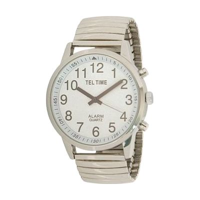 Mens Touch Talking Watch - Extra Large Face - Chrome Expansion Band