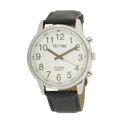 Mens Touch Talking Watch- Extra-Large Face- Leather Band- English