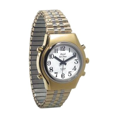 Mens Royal Tel-Time Talking Watch - White Dial - Expansion Band