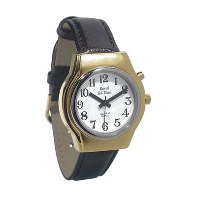 Mens Royal Tel-Time One Button Talking Watch with Leather Band
