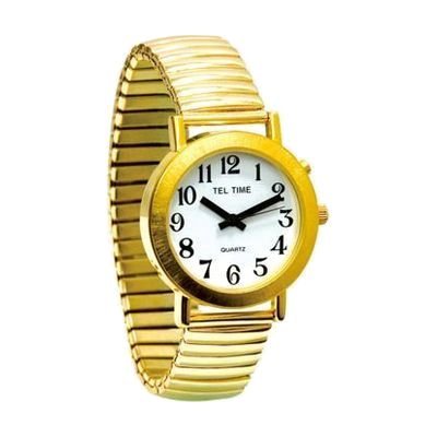 Mens Gold-Tone Spanish Talking Watch - One Button Expansion Band