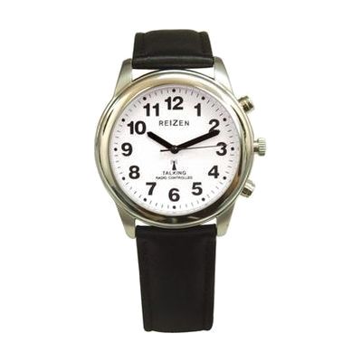 Talking Radio-Controlled Stainless Steel Watch - Leather