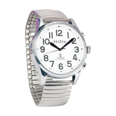 Reizen Big Face Talking Atomic Watch with Silver Expansion Band