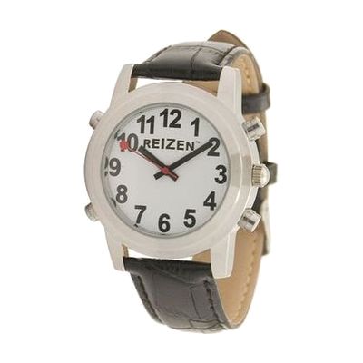 Reizen Talking Watch- White Face- Leather Band- Spanish