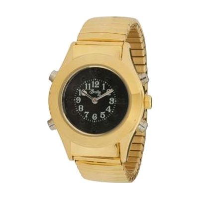 Mens Gold Braille Talking Watch-Spanish-Black Dial Expansion Band