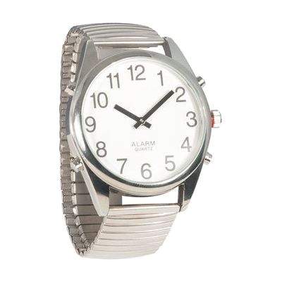 Reizen Chrome Talking Extra-Large Face Watch- Exp Band- Unisex