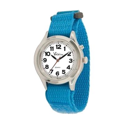 VocaTime Women & Childrens Chrome Talking Watch Lt Blue EZ Latch Band