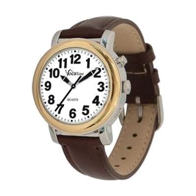 VocaTime Womens BI-COLOR Talking Watch- Brown Leather Band