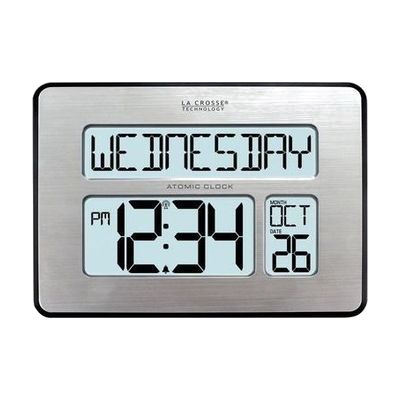 Atomic Digital Wall Clock with Backlight for Low Vision- 2in. Display