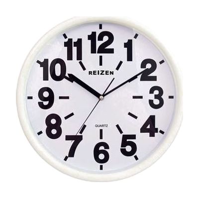 Reizen Low Vision Quartz Wall Clock - White Face, Black No.
