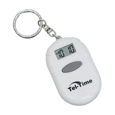 Oval Talking Alarm Clock Keychain - White