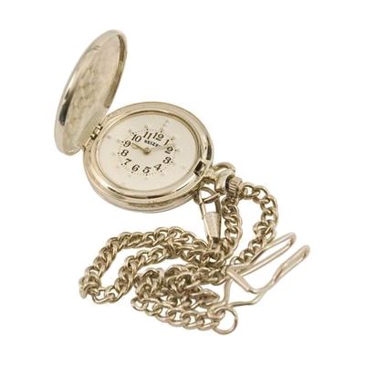 Reizen Chrome Braille Pocket Watch with 12-inch chain
