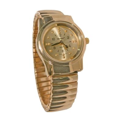 REIZEN Braille Gold-Tone Womens Watch with Exp. Band