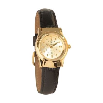REIZEN Braille Womens Watch -Gold-Tone, Leather Band