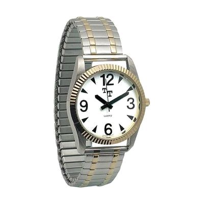 Mens Low Vision Watch- White Face w-Exp Band