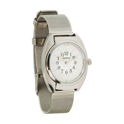Unisex Braille Watch- Chrome- Steel Mesh Band- White Dial