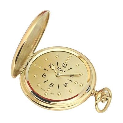 Mens Gold-Tone Quartz Pocket Braille Watch