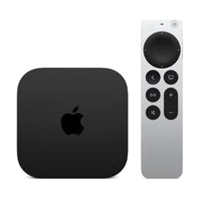 Small black rectangular device with an Apple logo, approximately 4 inches wide and 1 inch tall