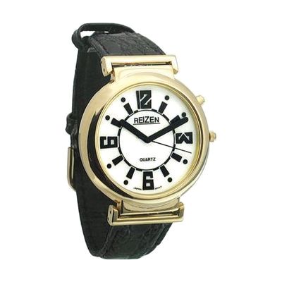 REIZEN Low Vision Watch White Face - Leather Band
