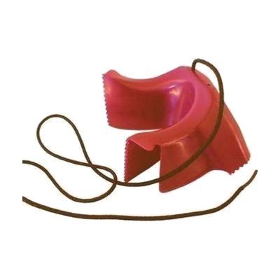 Curved plastic shoe-dressing aid in white or beige, shaped like a hollow funnel that sits inside a shoe heel