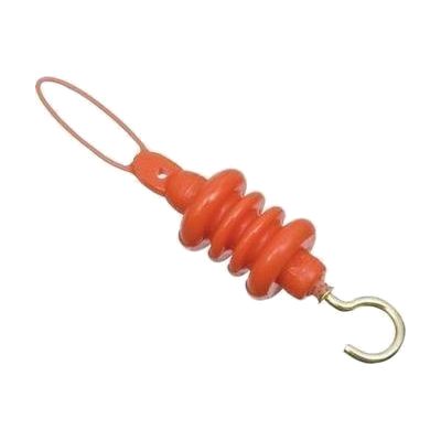 Two slim dressing aid tools with wire hook loops on one end and a flat zipper pull tab on the other, with plastic handles