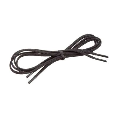 Pair of elastic shoelaces in a neutral color, shown threaded through a shoe's eyelets
