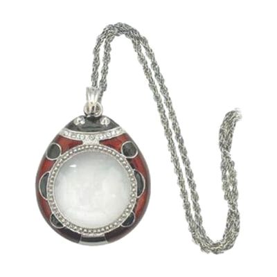 3X Ladybug Pendant Magnifier - Red - 28" Silvertone Chain