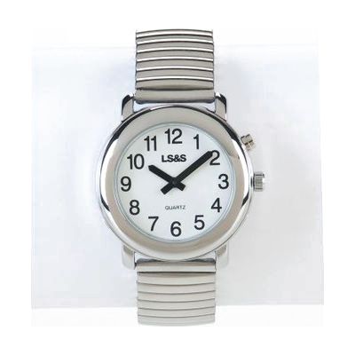 Talking Watch 1-Button White Face - Silver Exp. Band