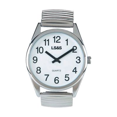 Low Vision Watch - White Face - XL Silver Expansion Band