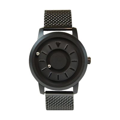 Magnetic Tactile Watch with a Black Metal Face and a Steel Mesh Band