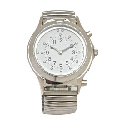 Braille Talking Watch White Face Silver Case and Band