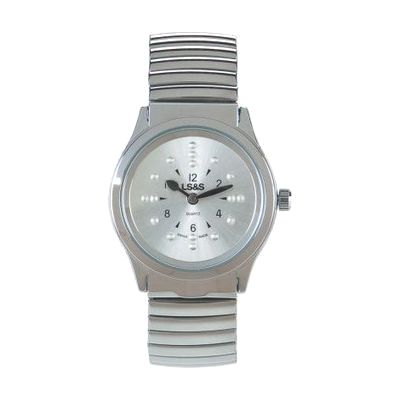Braille Watch - Silver Face - Silver Expansion Band