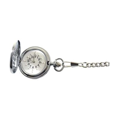 Silver Braille Handheld Watch with White Face and Chain