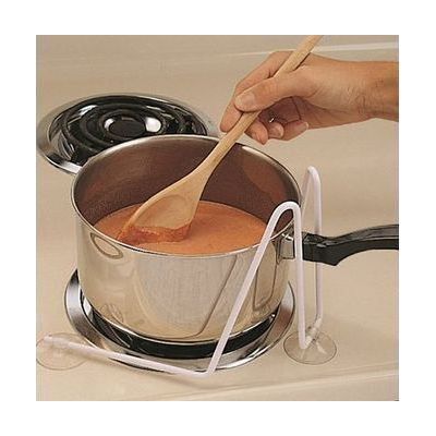 Circular steel-wire rack with epoxy coating and suction-cup feet, sized to hold a medium cooking pot