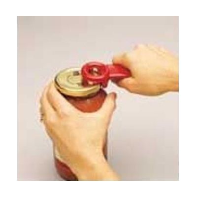 Small plastic lever-style jar-opening tool in a compact handheld form