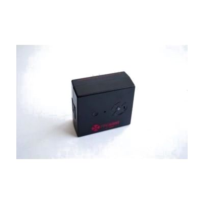 White rectangular plug-in adapter device with a single electrical outlet on the front face, about the size of a large wall ch