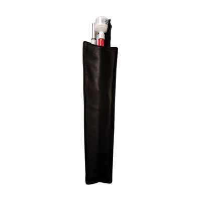 image: black mobility cane holster with belt clip