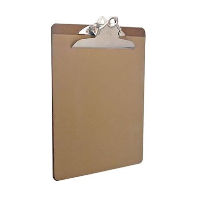 Rectangular clipboard with a dark rubber writing surface, standard letter size, with a metal clip at the top