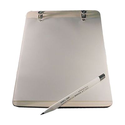 Flat kit containing translucent polyester film sheets and a stylus writing tool for creating raised tactile lines