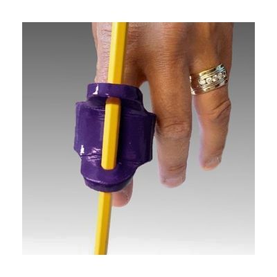 Small cylindrical vinyl foam finger wrap with a built-in pen holder slot, in a neutral beige or grey color