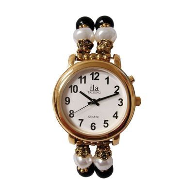 Ladies Gold ila Talking Watch / Beaded Band, 1 Button