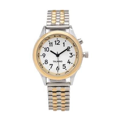 Image: talking watch with white face and 2 tone band, flex