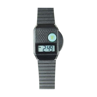 Digital Talking Atomic Watch, Black, Top Button Black Plastic Band